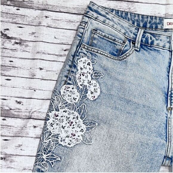 Driftwood Jackie High Rise Floral Embroidered Jeans - Picture 6 of 12